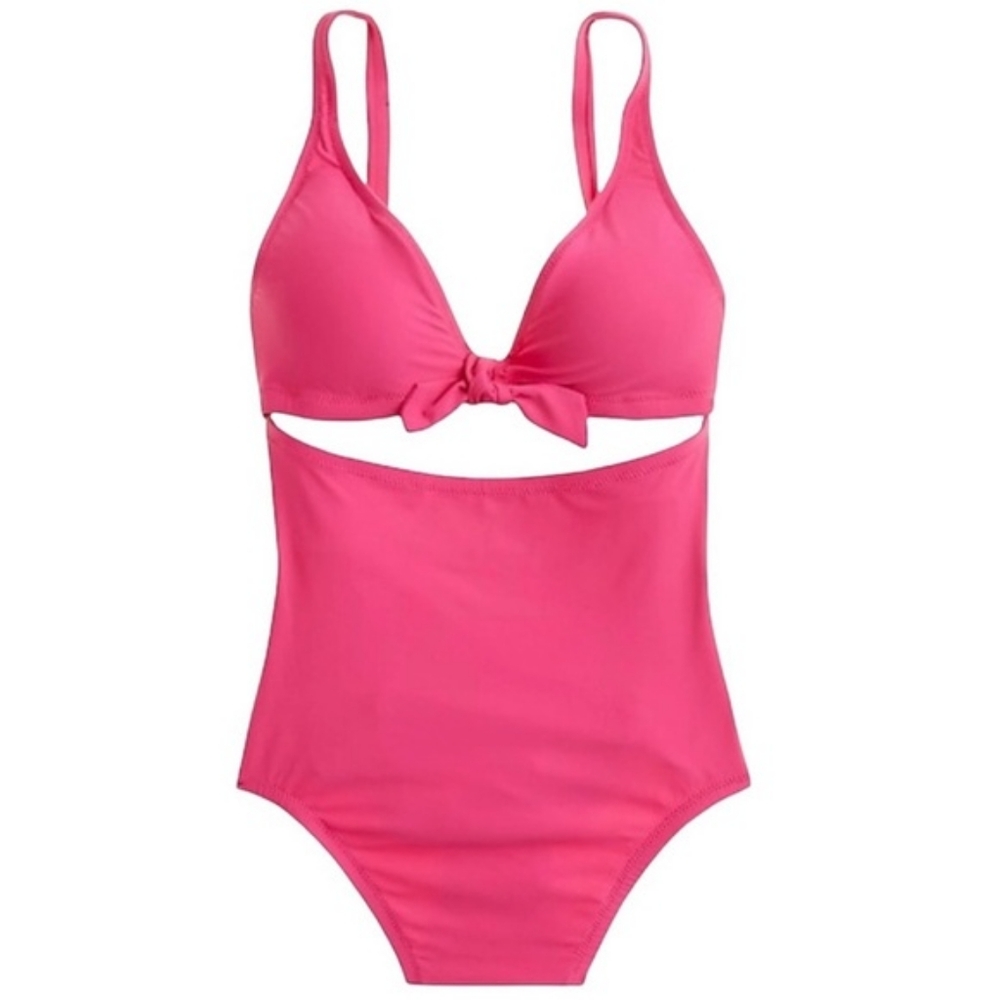 ​J.Crew Twist Front Cutout One Piece Swimsuit Pink Keyhole Bathing Suit, Size 6